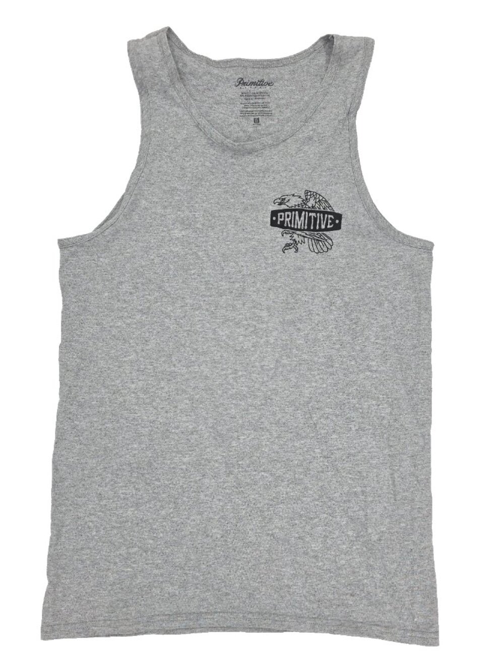 Primitive Tank Top Shirt Mens Small Gray Eagle Skater Beach Cotton Blend Solid